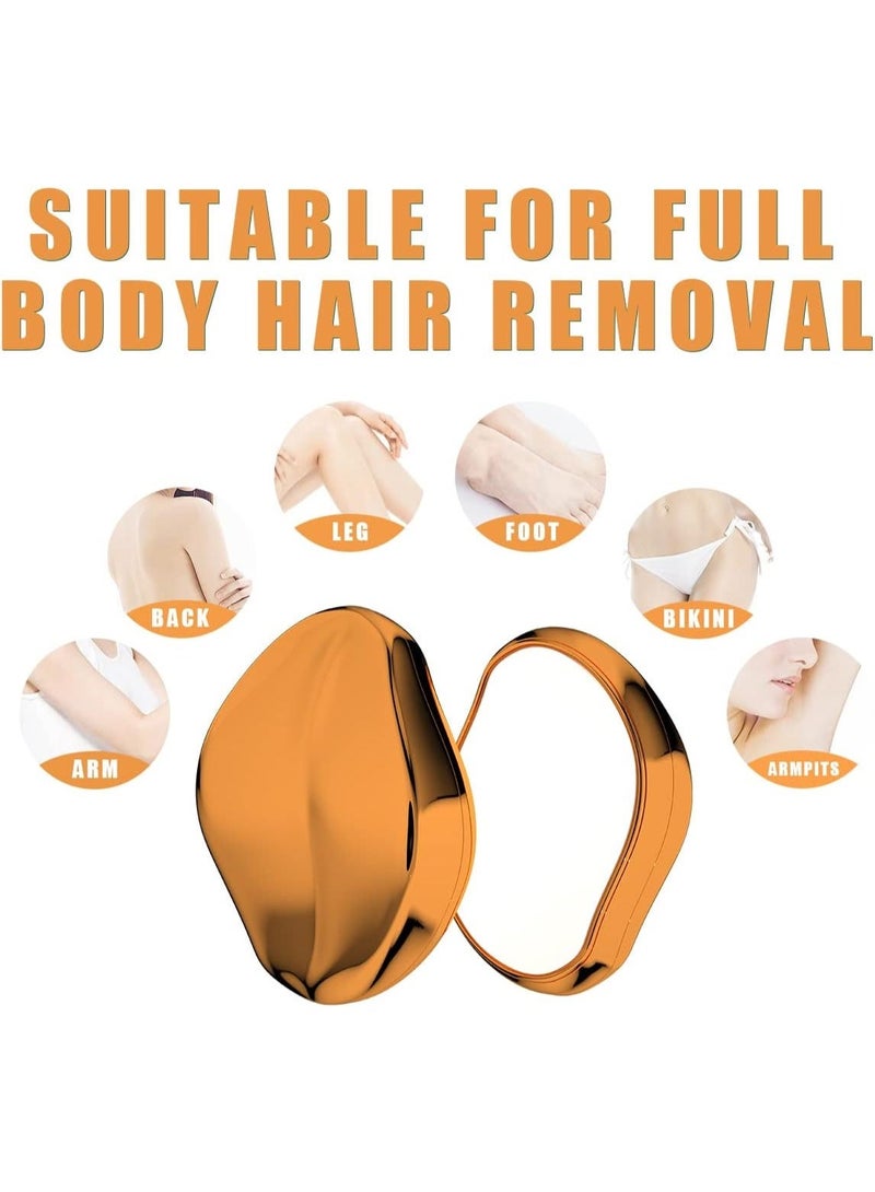 مزيل الشعر الكريستالي السحري، مزيل شعر ناعم كالحرير بدون ألم، أداة إزالة الشعر للرجال والنساء على الذراعين والساقين والظهر والصدر، مزيل شعر لطيف وسريع وسهل (ذهبي) - Image 3